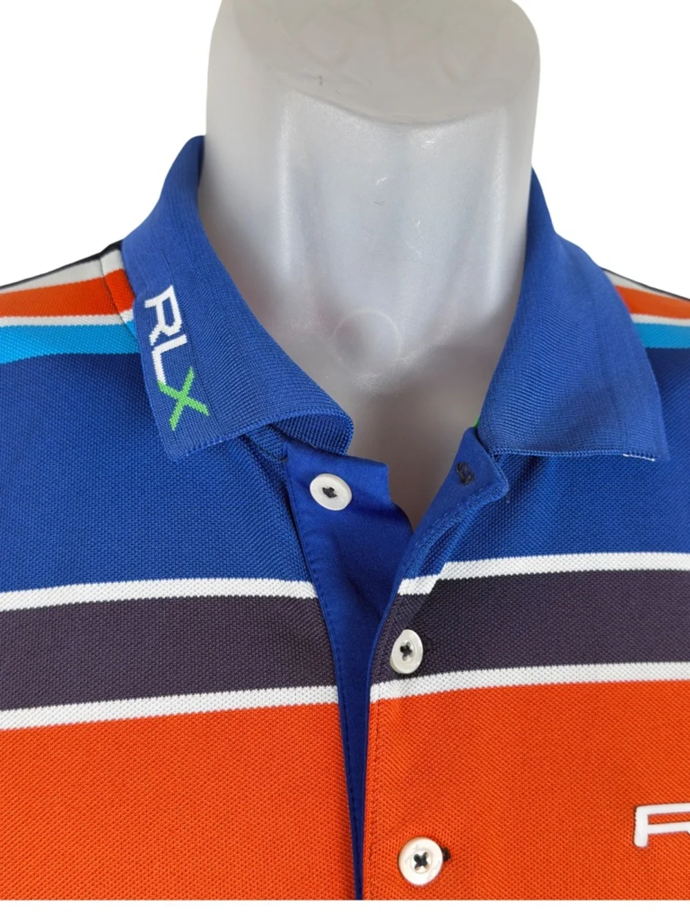 Ralph Lauren RLX Multicolor Striped Polo - Blue, Orange & Yellow Size L